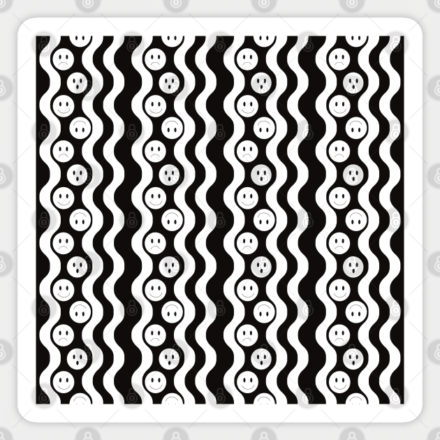 Wavy Lines Emojis Pattern Sticker by Suneldesigns